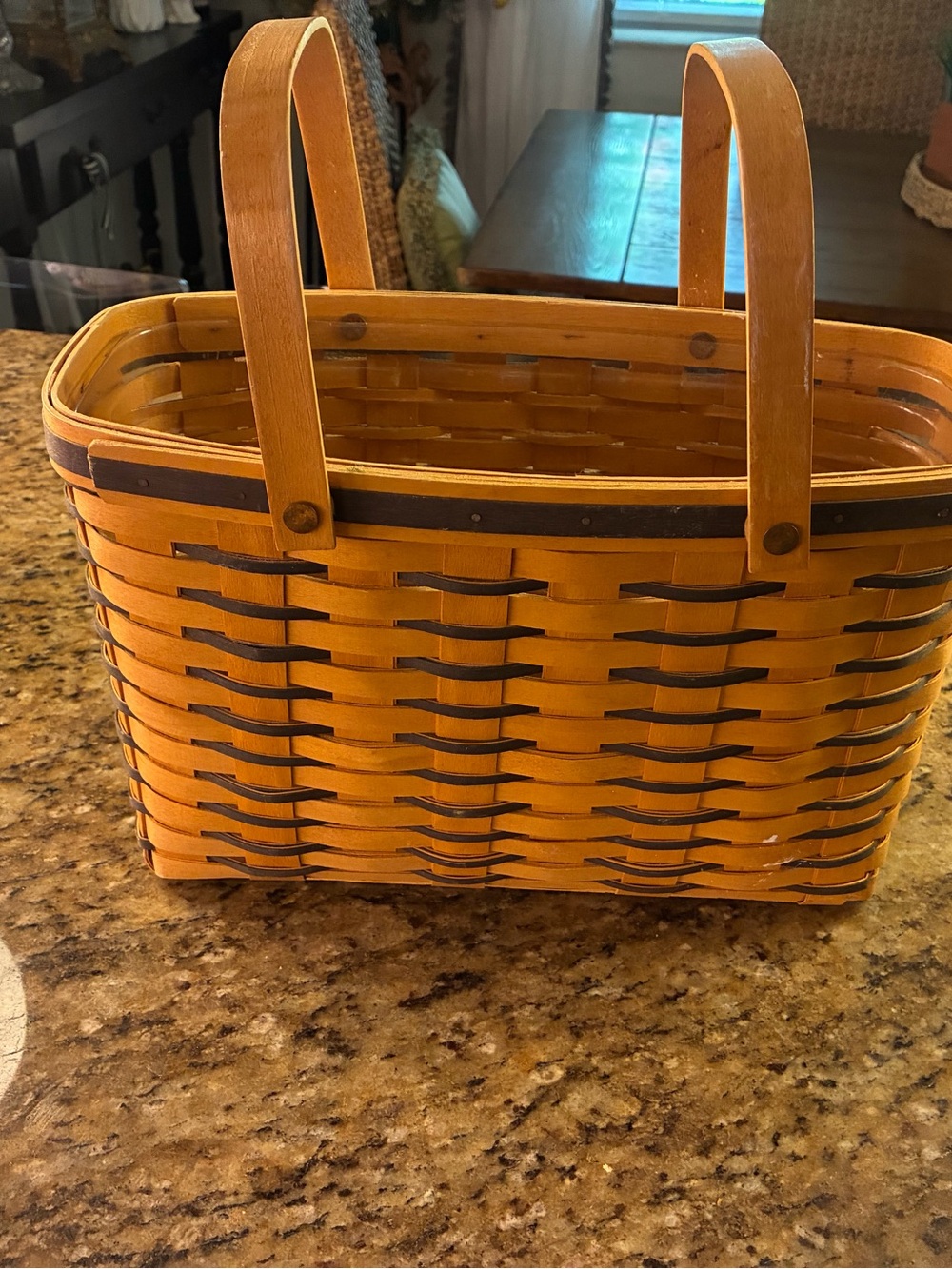 Longaberger Handwoven Basket in Warm Honey and Dark Accent